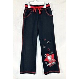 Hello Kitty Girl's Sweat Pants Black Joggers Rocks Sanrio Size Medium